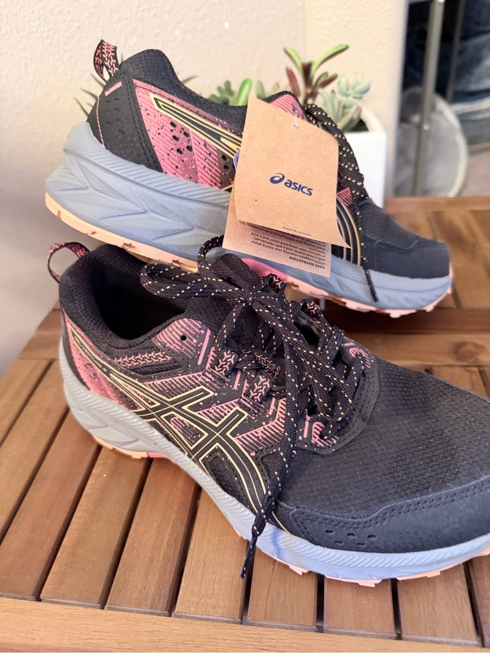 ASICS Black and Pink Women's Athletic Running Shoes